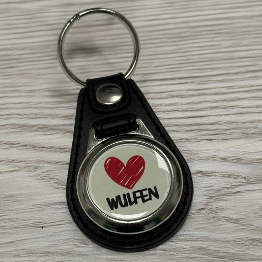 Metallschlüsselanhänger mit Kunstleder "Like Wulfen"